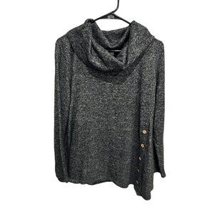 All In Love Charcoal Gray Soft Knit Top Cowl Neck Sweater Medium Cozy Minimalist